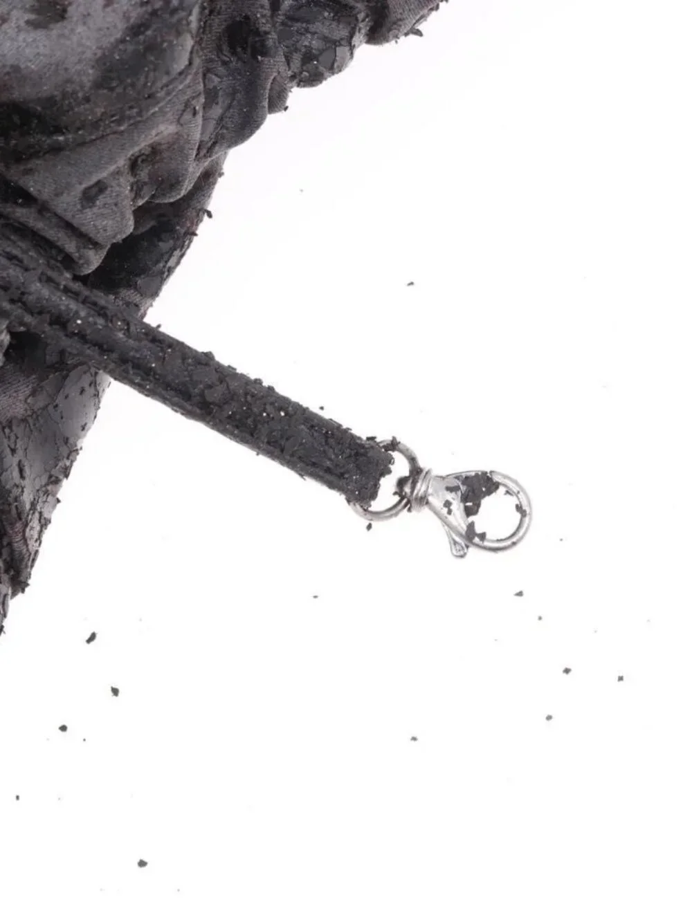 CHANEL Chain Shoulder Bag Coated Canvas Silver Black CC Auth kk553
